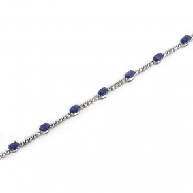 White Gold Sapphire and Diamond Line Bracelet White Gold Sapphire and Diamond Line Bracelet